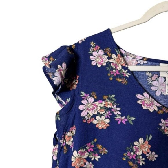 St Johns Bay Linen Dress Large Floral Flutter Sleeve Cottagecore Prairie Whimsy - Picture 3 of 7